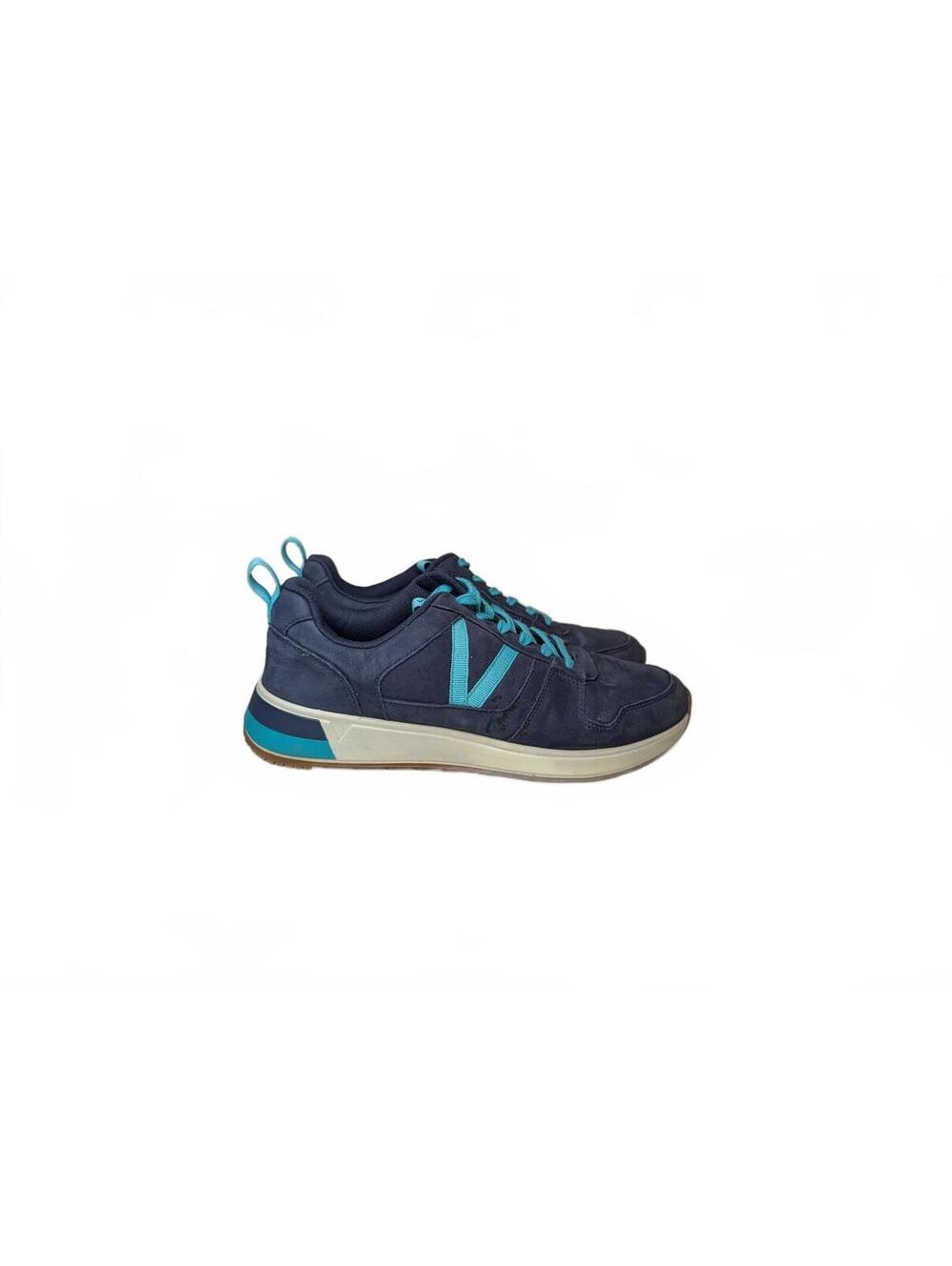 Vionic Rechelle Navy Suede Lace Up Sneakers Teal Accents Size 7